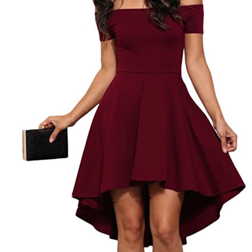 Off The Shoulder High Low Skater Dress